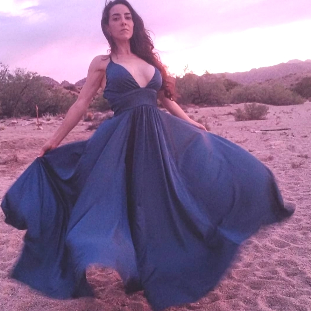 Elegant Teal Evening Gown With High Slit